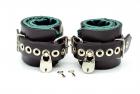 Locking Green Satin Lined Leather Ankle Bondage Cuffs Sex Toy Product