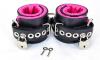 Locking Pink Satin Lined Leather Ankle Bondage Cuffs Sex Toy Product Image 1