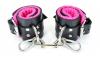 Pink Satin Lined Leather Ankle Bondage Cuffs Sex Toy Product Image 1