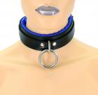 Locking Blue Satin Padded Collar Sex Toy Product