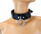 Classic Locking Lined PVC Bondage Collar Black Sex Toy Product