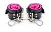 Locking Pink Satin Lined Leather Wrist Bondage Cuffs Sex Toy Product Image 2