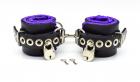 Locking Purple Satin Lined Leather Wrist Bondage Cuffs Sex Toy Product