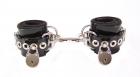 Locking Lined PVC Wrist Bondage Cuffs Sex Toy Product
