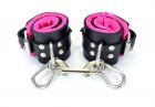 Pink Satin Lined Leather Wrist Bondage Cuffs Sex Toy Product