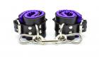 Purple Satin Lined Leather Wrist Bondage Cuffs Sex Toy Product