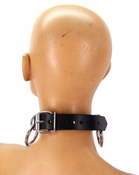 Leather Triple Ring Metal Band Bondage Collar Sex Toy Product