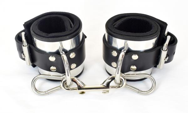 Leather Metal Band Wrist Cuffs Sex Toy Product
