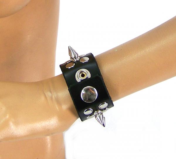 Half Metal Punk Spiked Leather Wristband (Large) Sex Toy Product