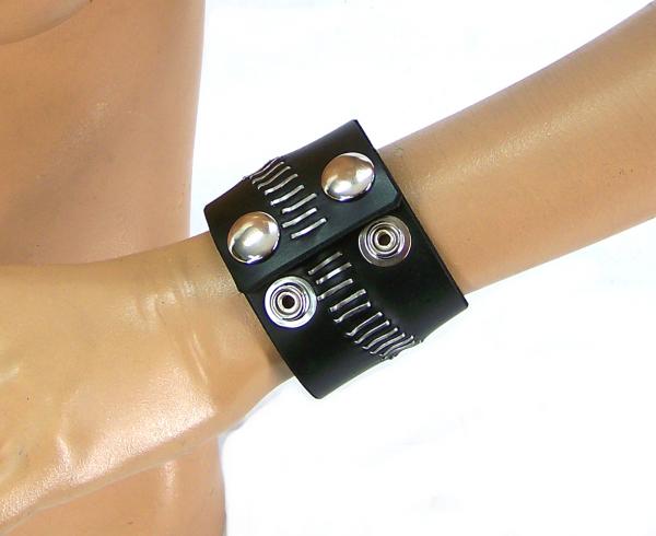 Creepy Staple Leather Wristband-Small Sex Toy Product
