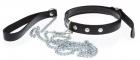 Guilty Pleasure Collar and Leash Black Split Leather, Metal Sex Toy Product