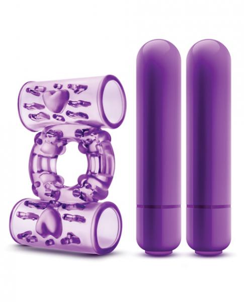 Double Play Dual Vibrating Cock Ring Purple Sex Toy Product