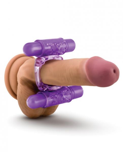 Double Play Dual Vibrating Cock Ring Purple Sex Toy Product