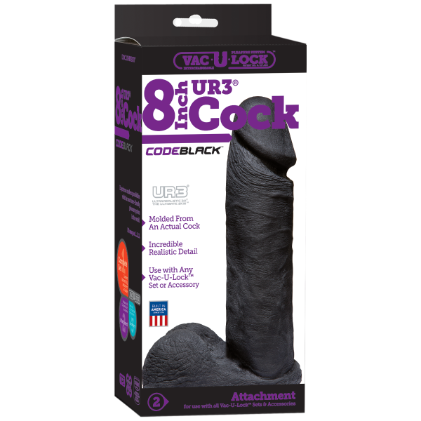 Vac U Lock Code Black 8 Inches UR3 Realistic Dildo Sex Toy Product