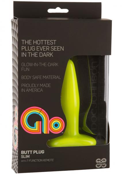 Glo Butt Plug Slim Vibrating Yellow 4 inches Sex Toy Product