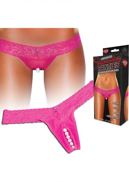 Crotchless Panties Pearl Beads Pink S/M Sex Toy Product