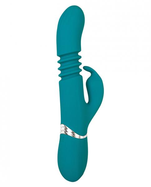 Eve's Rechargeable Thrusting Rabbit Vibrator Green Sex Toy Product