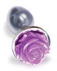 The Silver Starter Rose Floral Steel Butt Plug Purple Sex Toy Product