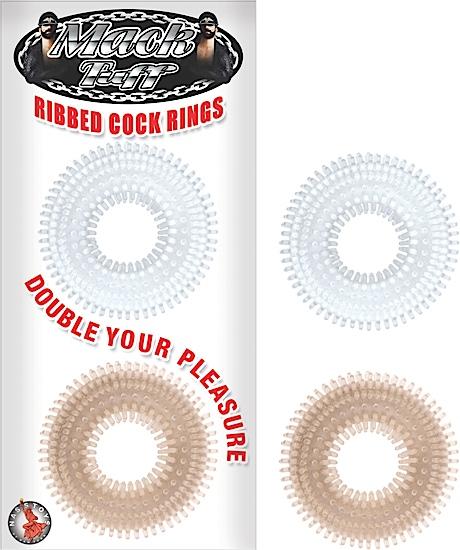 Mack Tuff Ribbed Cock Rings Clear/Smoke 2 Pack Sex Toy Product