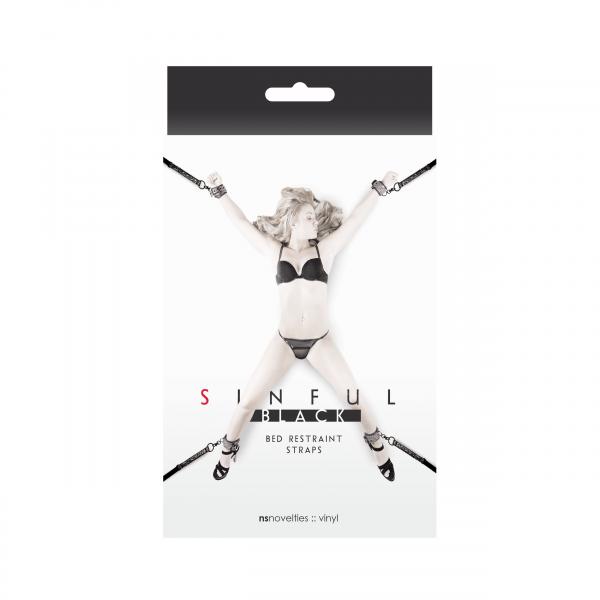 Sinful Bed Restraint Straps Black Sex Toy Product