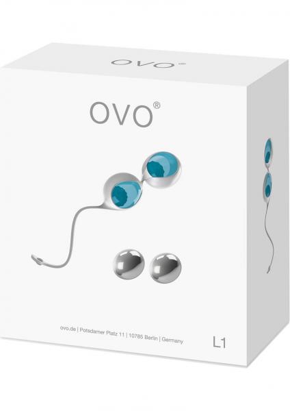 Ovo L1 Silicone Love Balls Waterproof White And Light Blue Sex Toy Product