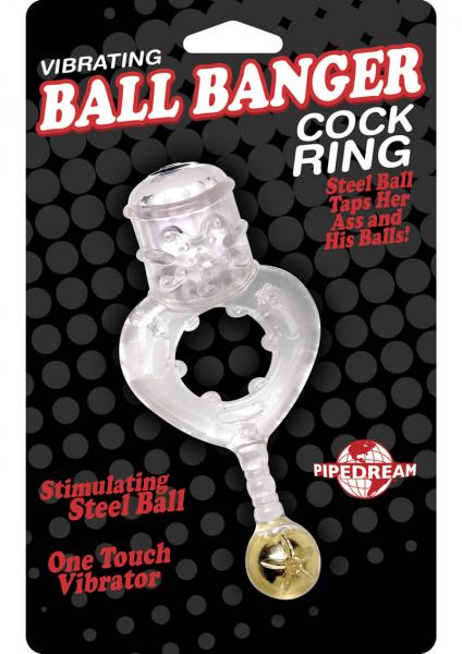 Vibrating Ball Banger Cockring Clear Sex Toy Product