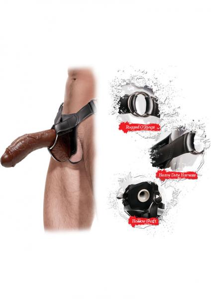 Fetish Fantasy Extreme Hollow Strap On Dildo Brown 10 Inches Sex Toy Product