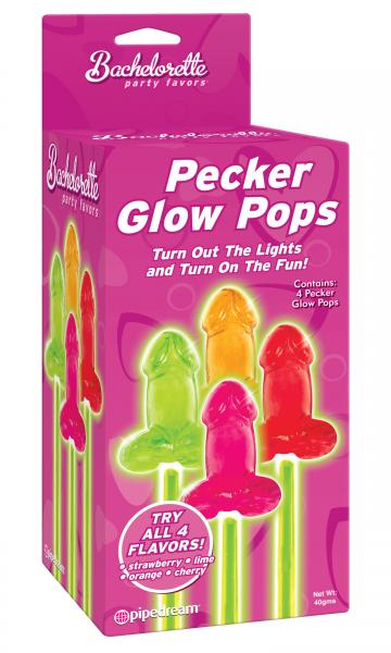 Bachelorette Pecker Glow Pops 4 Pack Sex Toy Product