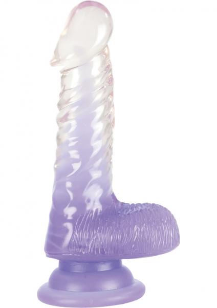 CRYSTAL COTE DONG DUAL COTED DONG WITH SUPERIOR SUCTION CUP 4.5 INCH PURPLE Sex Toy Product