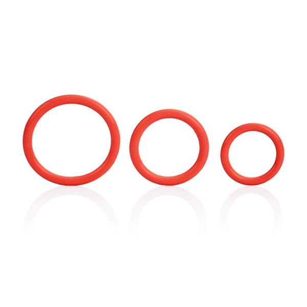 Tri-Rings Red Cock Ring Set  Sex Toy Product