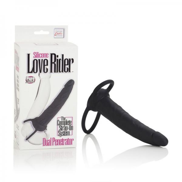 Silicone Love Rider Dual Penetrator Strap On System Black Sex Toy Product