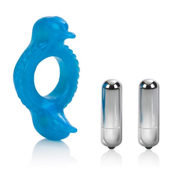 Double Dolphin Enhancer Ring Blue Sex Toy Product