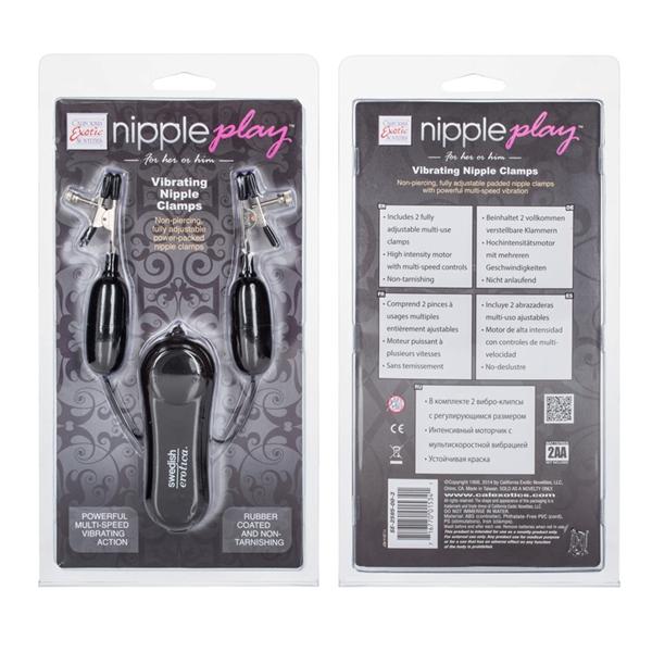 Nipple Play Vibrating Nipple Clamps Black Sex Toy Product