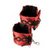 Tantric Satin Ties Ankle Cuffs Red with Black Sex Toy Product Image 1