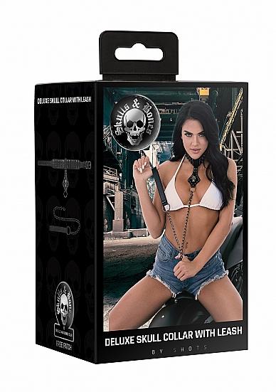 Ouch! Skulls & Bones Neck Chain With Skulls And Leash Sex Toy Product
