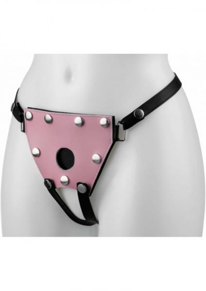 She Stim Leather Adjustable Harness Small Medium Pink Sex Toy Product