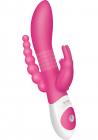 The Beaded DP Rabbit Vibrator Hot Pink Sex Toy Product