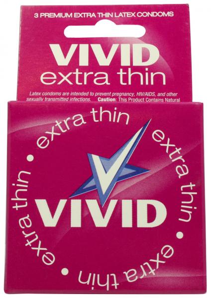 Vivid Extra Thin Latex Condom 3 Pack Sex Toy Product