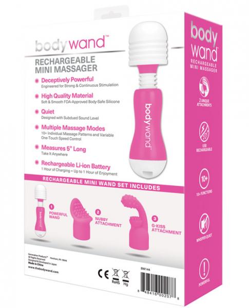 Bodywand Rechargeable Mini Pink with Attachments Sex Toy Product
