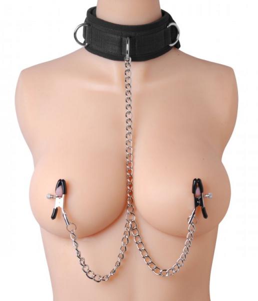 Submission Collar And Nipple Clamps Sex Toy Product