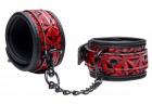 Cuffed Embossed Wrist Cuffs Red Black Sex Toy Product