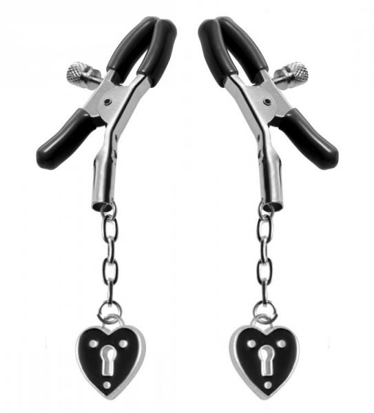 Charmed Heart Padlock Nipple Clamps Black Sex Toy Product