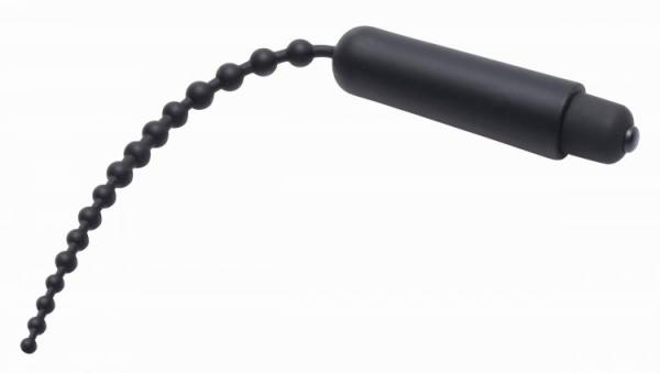 Dark Rod Vibrating Beaded Silicone Sound Black Sex Toy Product