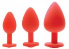 Frisky Red Hearts 3 Piece Silicone Anal Plugs with Gems Sex Toy Product