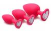 Pink Hearts 3 Piece Silicone Anal Plugs with Gems Sex Toy Product Image 3
