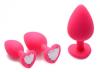 Pink Hearts 3 Piece Silicone Anal Plugs with Gems Sex Toy Product Image 4