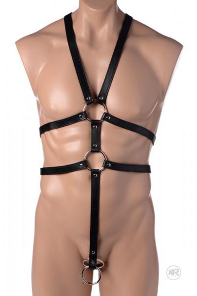 Male Full Body Harness Black Leather Sex Toy Product