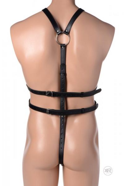 Male Full Body Harness Black Leather Sex Toy Product