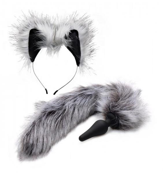Tailz Grey Wolf Tail Anal Plug And Ears Set Sex Toy Product