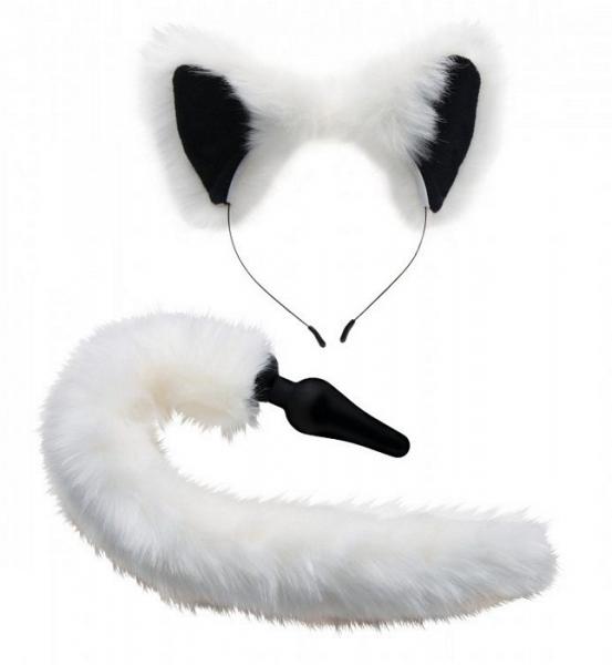 Tailz White Fox Tail Anal Plug And Ears Set Sex Toy Product